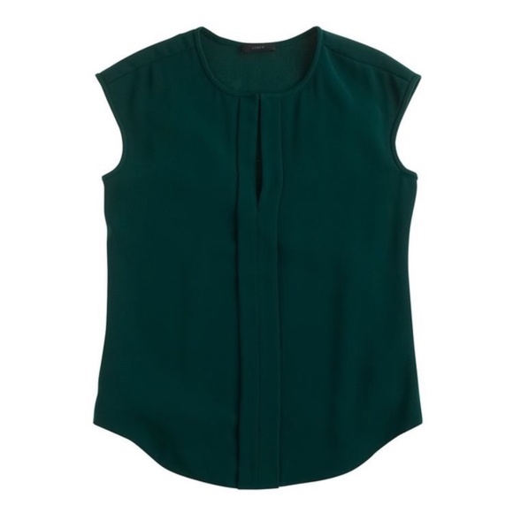 J Crew Crepe Cap-Sleeve Top; Emerald Green, 8P! - Picture 1 of 5